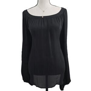 L'Agence 100% Silk Blouse Women’s Sz 6 Black Long Sleeve Sequin Elegance Luxury